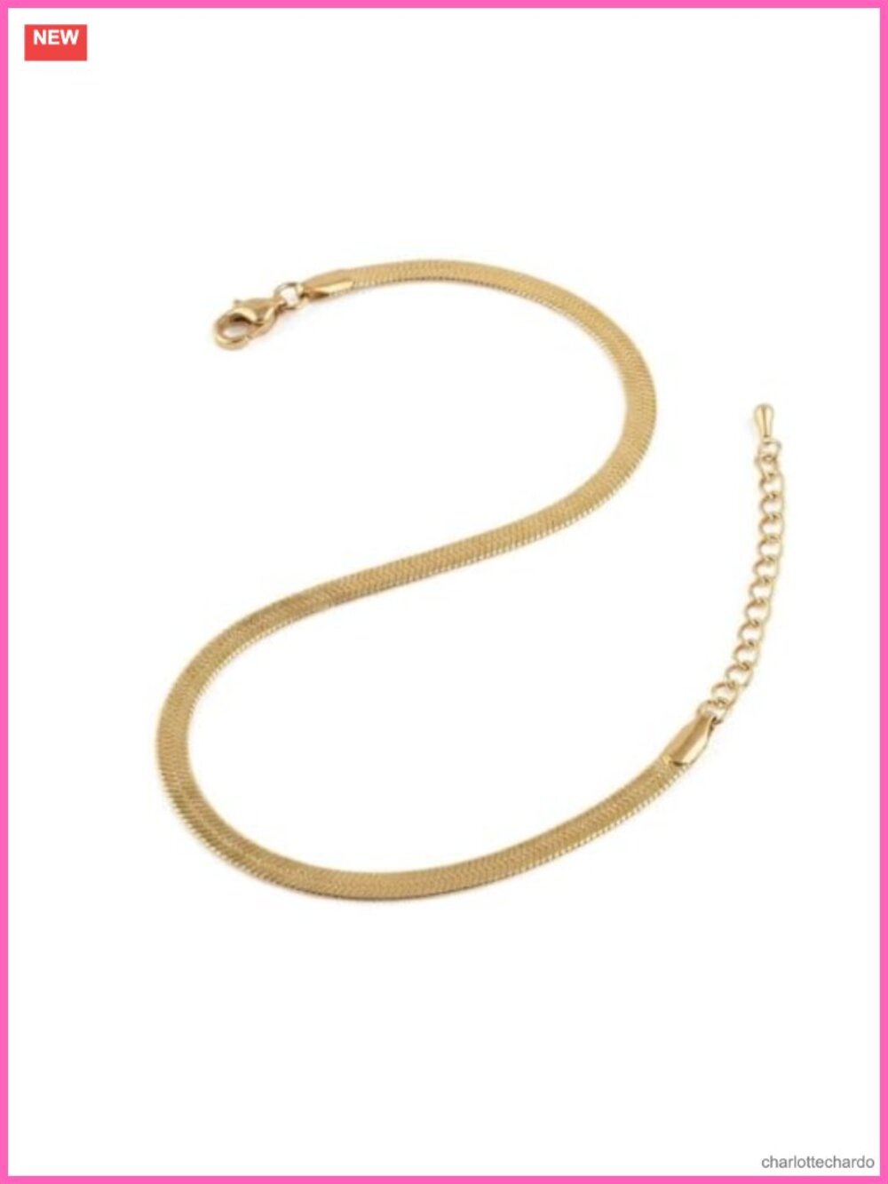 Gold Plated Herringbone Necklace 2.5mm Adjustable Layering Chain